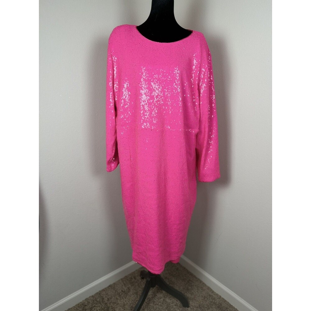 Torrid At The Knee Sequin Strong Shoulder Dress Pink size 24 - Picture 6 of 16
